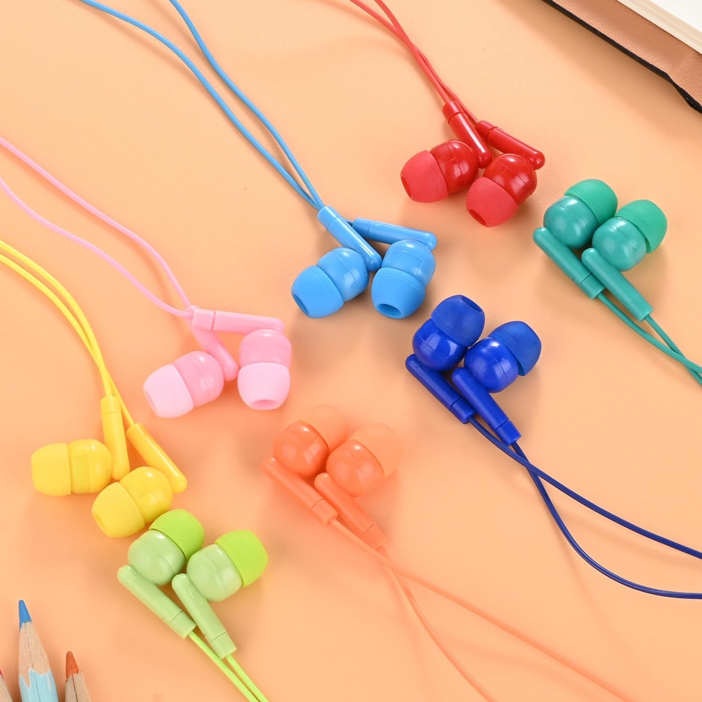 50 Pack 3.5 mm Earbud Bulk Kids Headphone for Classroom School, Wholesale Class Room Students Wired Earphones with Jack