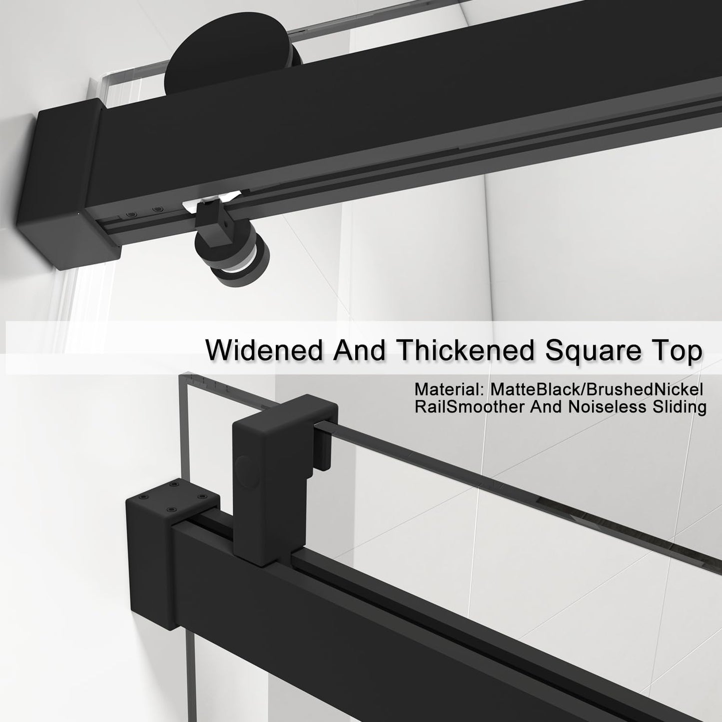 56-60" W x 76" H Frameless Sliding Shower Door, Single Sliding Glass Shower Door with Buffer 3/8"(10MM) Clear SGCC Tempered Glass, Explosion-Proof Film, Roller Disk System, Rust-Resistant.