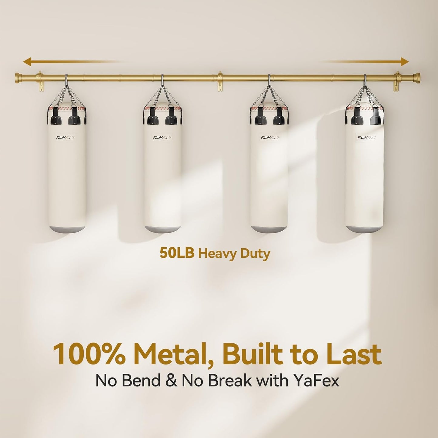 YaFex Curtain Rods - Heavy Duty 1 Inch Adjustable Window Treatment Rods | 32-58 Inch, Modern Gold Design