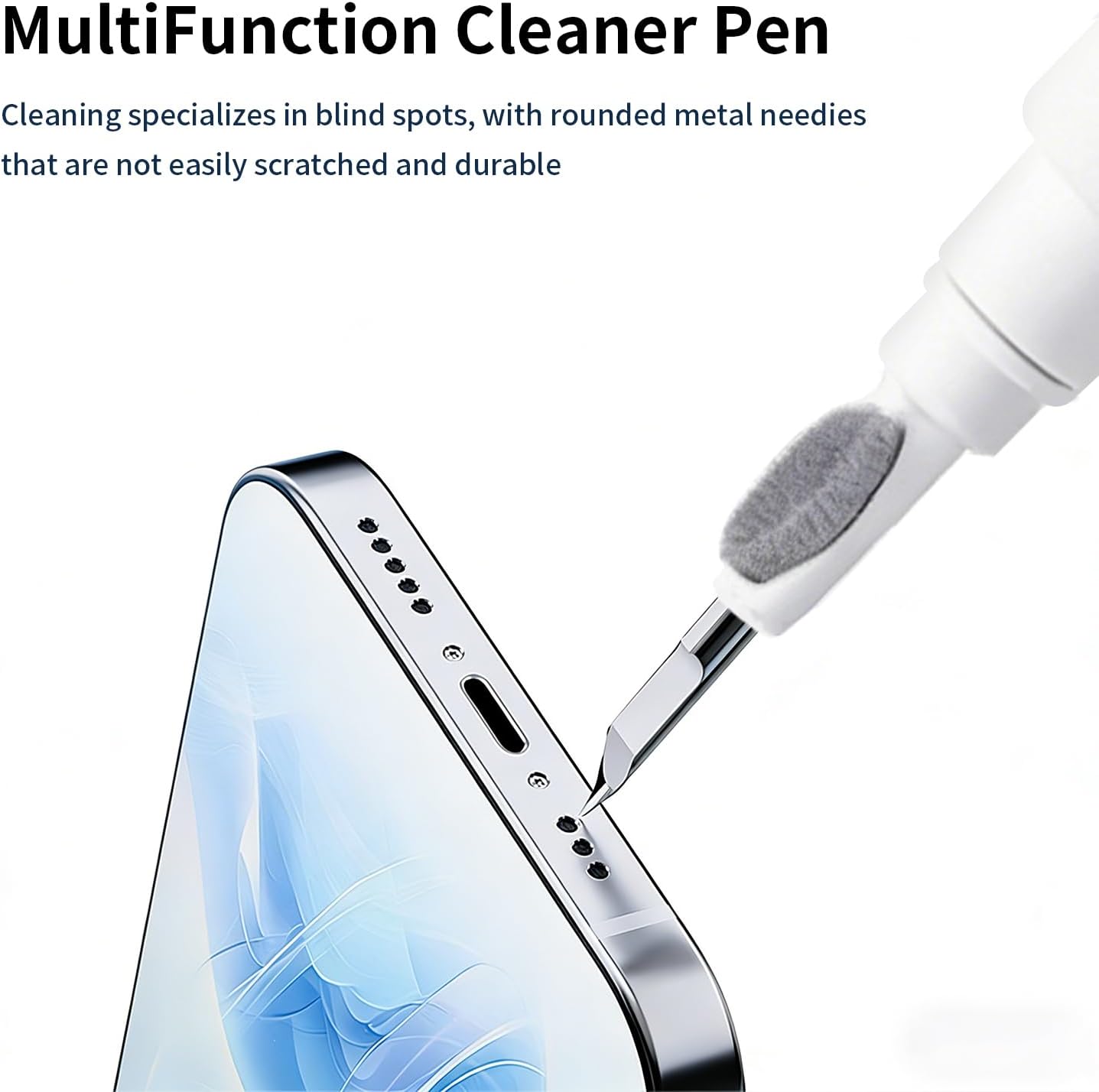 3 1 1 2 3, Headsets in Cleaner Kit for AirPods Pro Multi-Function Cleaning Pen with Soft Brush & Flocking Sponge