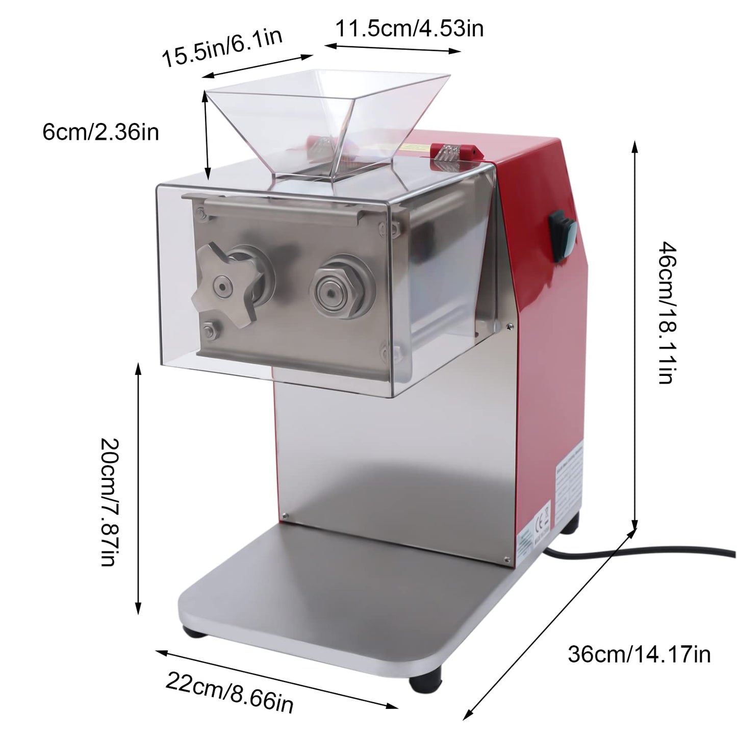 1100W Meat Cutter Machine，Commercial Meat Slicer Cutting Machine with Large Inlet 3.5mm Stainless Steel Meat Slicer Shredder for Cutting Boneless Meat Chicken Lamb Beef, Vertical Operation