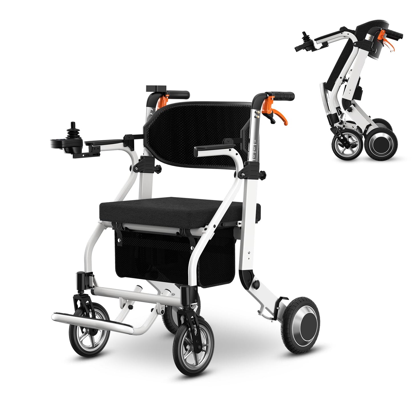 Tovyxxia 3-in-1 Electric Wheelchair & Rollator Walker Combo for Adults Seniors, 500W Powerful Motor, Lightweight Foldable Power Chair, 20-Mile Long Range, Airline Approved Motorized Wheelchair, White