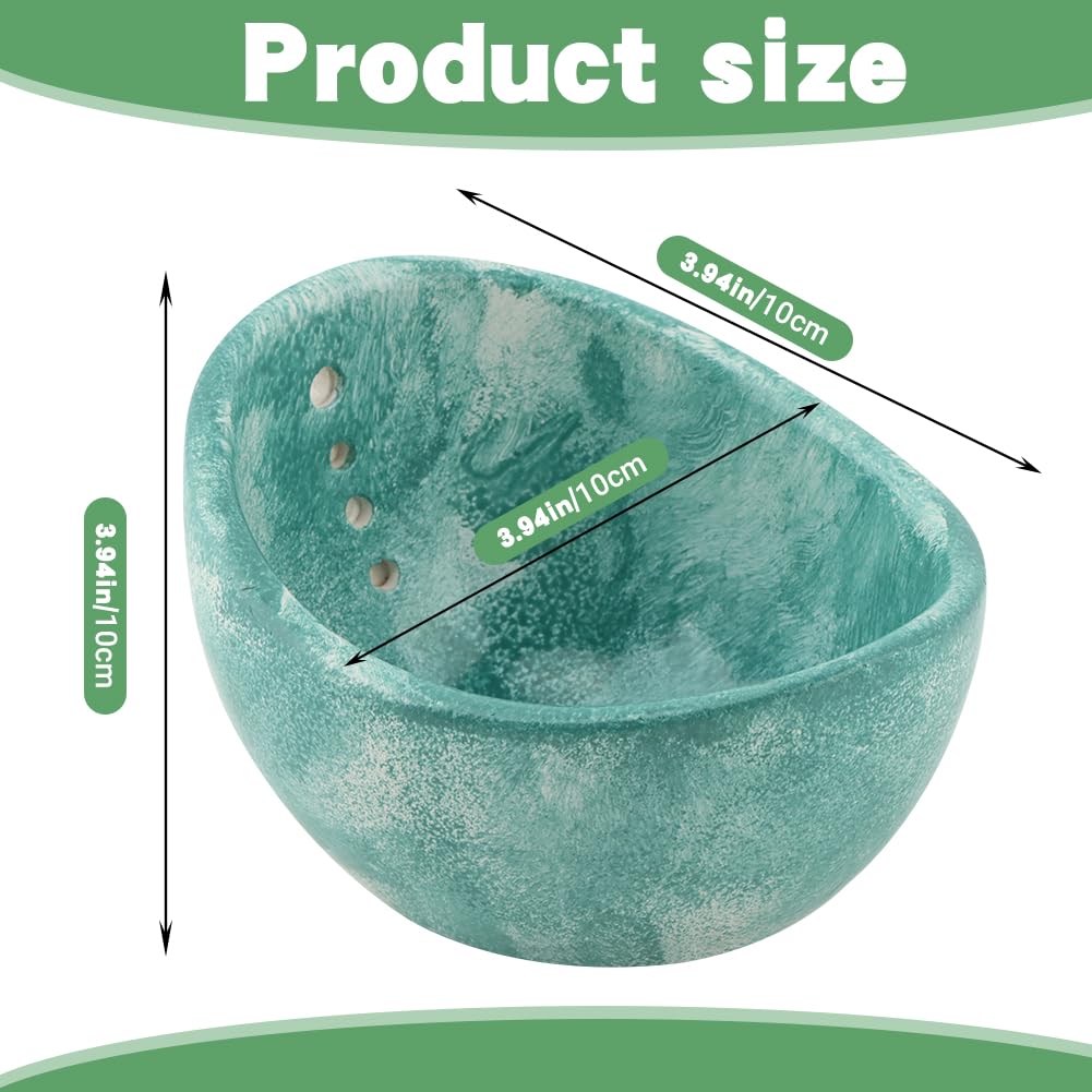 Pottery Herb Stripper Bowl, Handmade Ceramic Herb Peeling Cup with Different Hole Sizes for Separating Leaves and Stems (Blue)