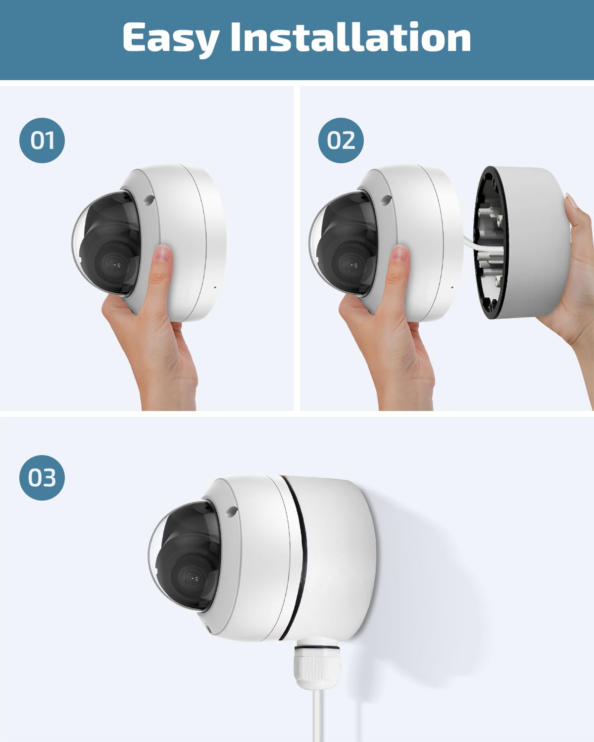 Metal Security Camera Junction Box for HIK Dome Cameras, IP66 Waterproof Aluminum Mount Bracket with Cable Concealment, OH-DS-1280ZJ-DM46 Camera Mount Box (8 Pack)