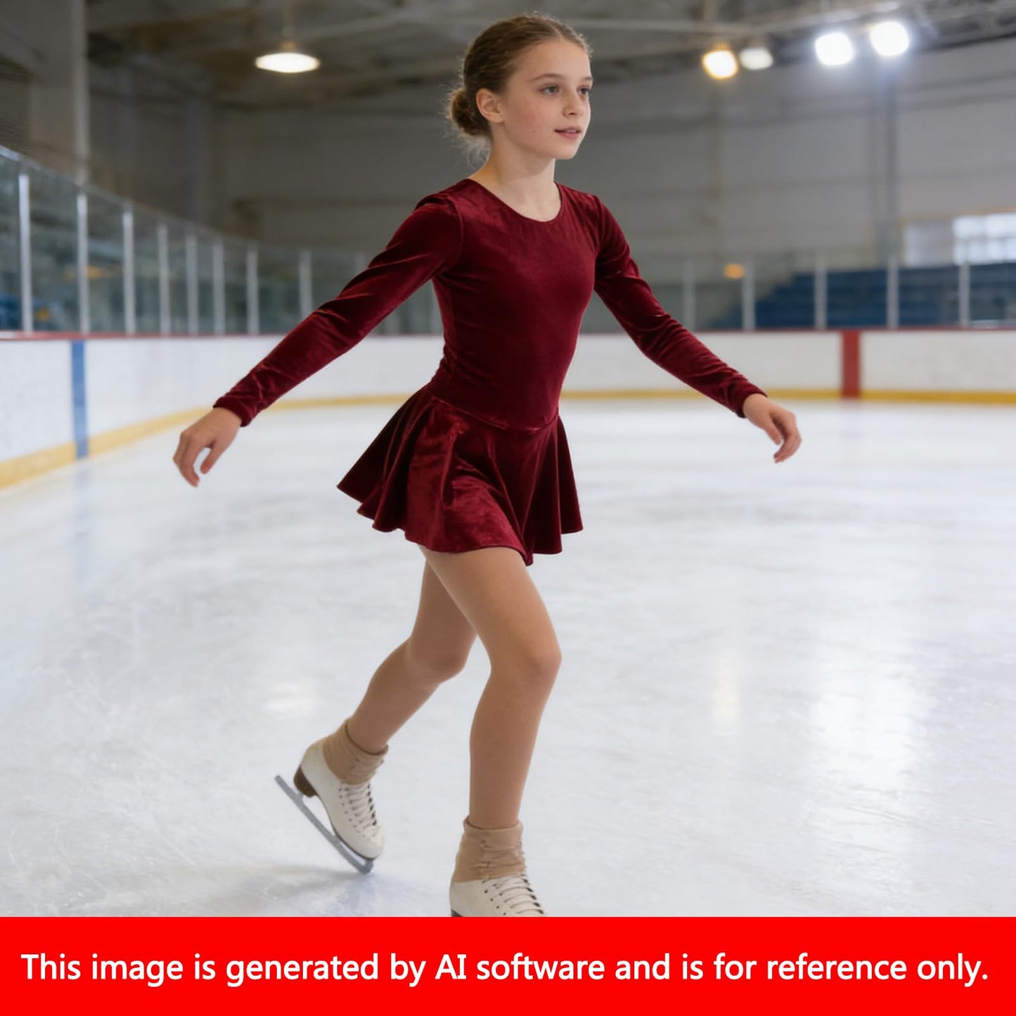 Ice Figure Skating Dress Girls Classic Velvet Open Back Skirt Training Dance Dress Competition Purple