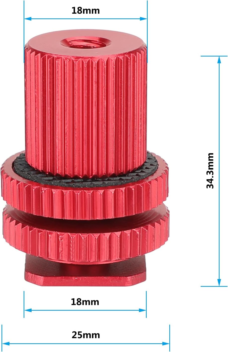 1/4"-20 (Red,2 Pieses)-3064 CAMVATE Camera Hot Shoe Mount to Female Thread Screw Adapter for DSLR Camera Rig