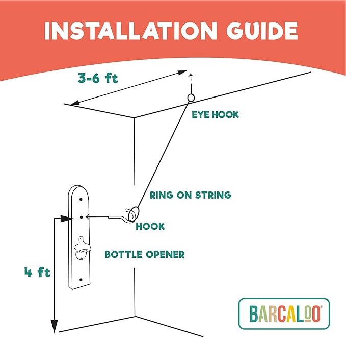 Barcaloo Hook and Ring Game with Bottle Opener and Magnetic Bottle Cap Catch - Adult Ring Toss Game for Both Indoor and Outdoor Use
