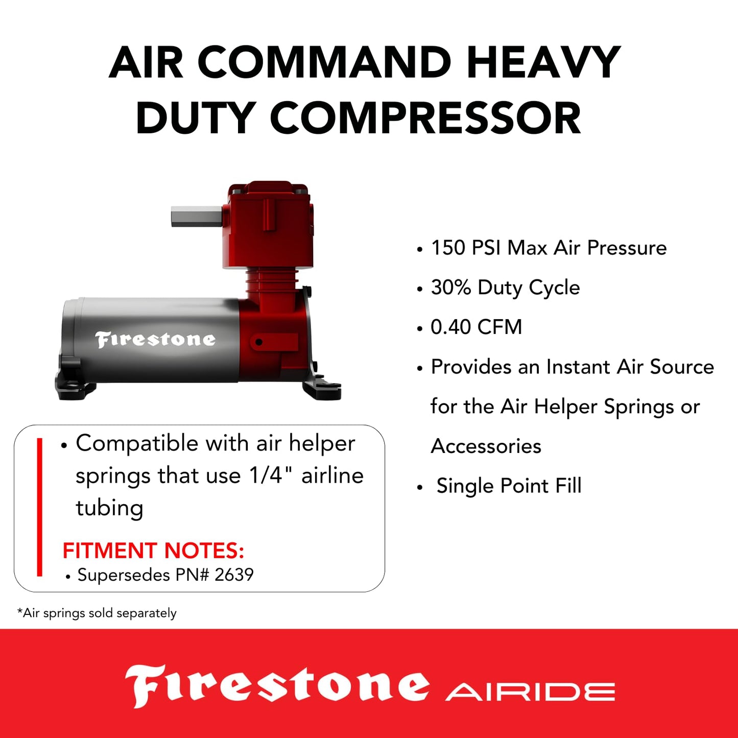 Firestone Airide 2923 Air Command Single Wireless App & Remote Heavy Duty Compressor Kit fits Air Helper Springs (1/4" Tubing) | 150 PSI | Single Path | Easy Installation