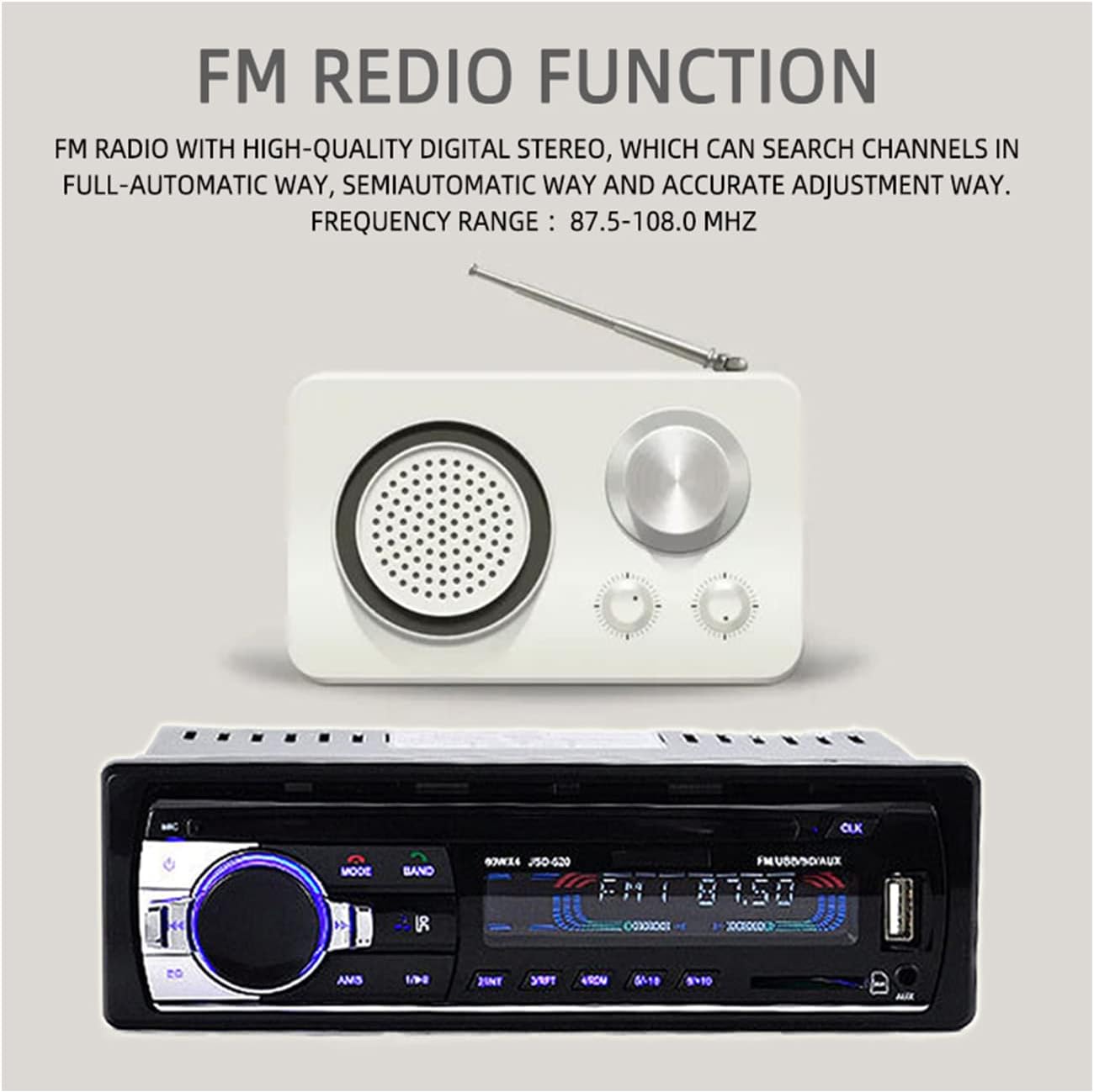 Eaglerich 1 24V MP3 Din Car Radio Audio FM Player USB/SD/AUX Hands Free Calling With Wireless Remote Control