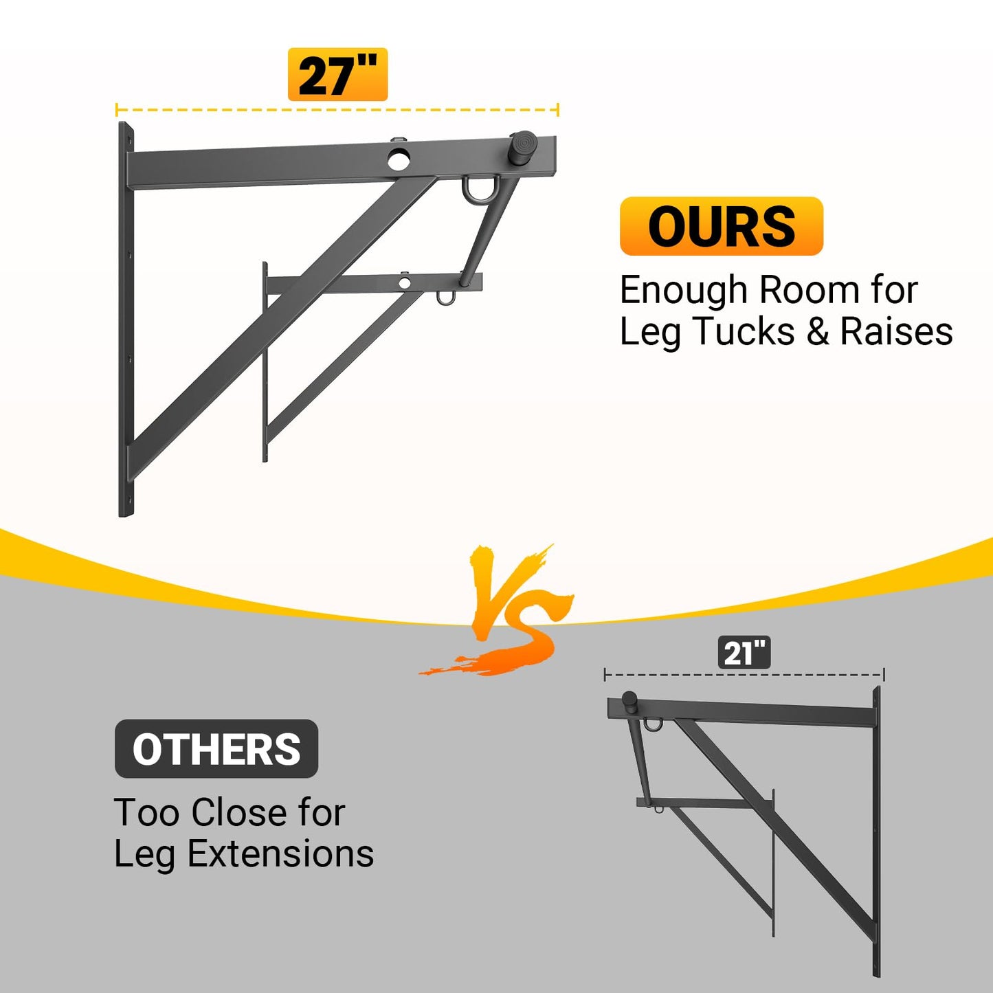 Jusgym Wall Mounted Pull Up Bar, Adjustable Depth 51" Chin Up Bar, Strength Training Pull-Up Bars 500LBS Weight Capacity, Home or Garage Gym Chin Up Workout Training Station