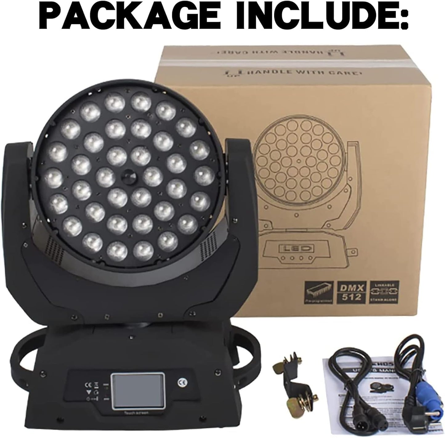 SHEHDS LED Moving Head Light 36x18W Wash Zoom Effect (15-90 Degree) DJ Lights RGBWA+UV 6IN1 DMX 512 Touch Screen Stage Lights for Christmas Wedding Disco Party