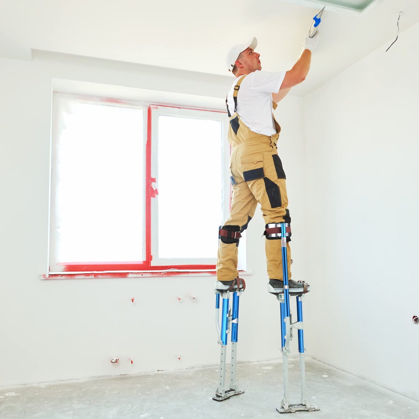 Yescom Drywall Stilts 24" - 40" Adjustable Aluminum Drywall Tool with Comfort Knee Pads for Ceiling Sheetrock Taping Parade Costume Cleaning String Light Decor - Non-Slip Blue Stilts