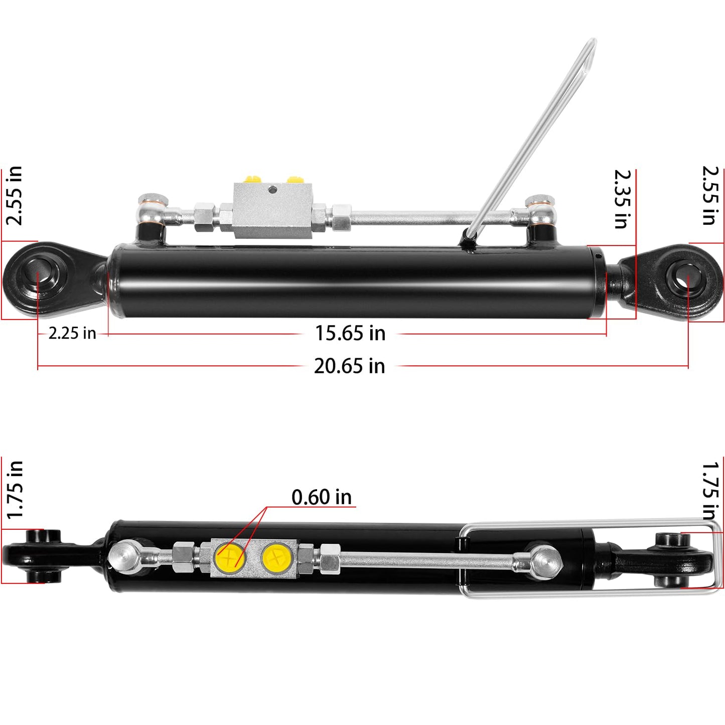 Universal Replacement for Hydraulic Top Link Cat. 1-1 with Block 20 7/8” - 31 7/8” with 2 x Hose and a Dual Check Vavle, Fits for Tractors, Excavators
