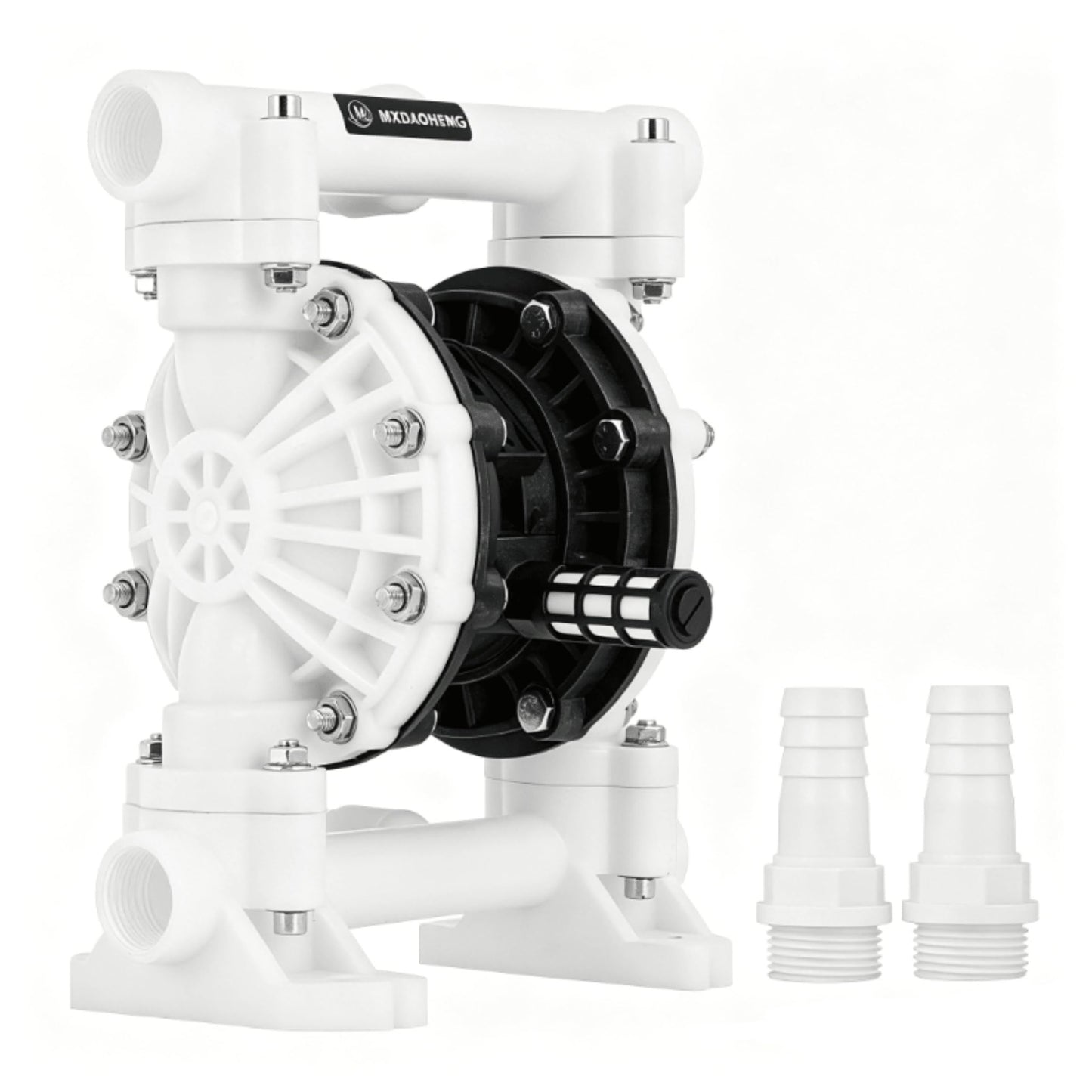 MXBAOHENG 15GPM Air Operated Double PTFE Diaphragm Pump, 100PSI Air Driven Diaphragm Pump, 898GPH Polypropylene Pneumatic Dual Diaphram Pump, for Waste Oil, Chemicals (56.67L/min)