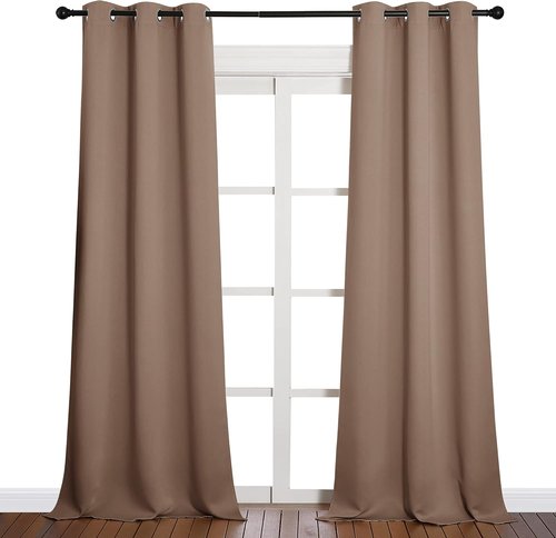 NICETOWN Light Reducing Grommet Curtains - Soft Triple Woven Drapes for Living Room | 2 Panels, W42 x L90, Cappuccino