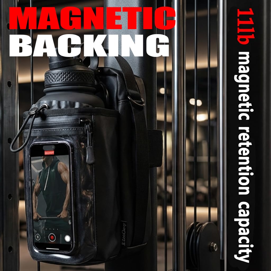 EC Ecoclasp Magnetic Gym Bag Water Bottle Holder Small Bag for Men, Gym Gifts, 11LB Strong Grip Waterproof 900D with Towel Accessories