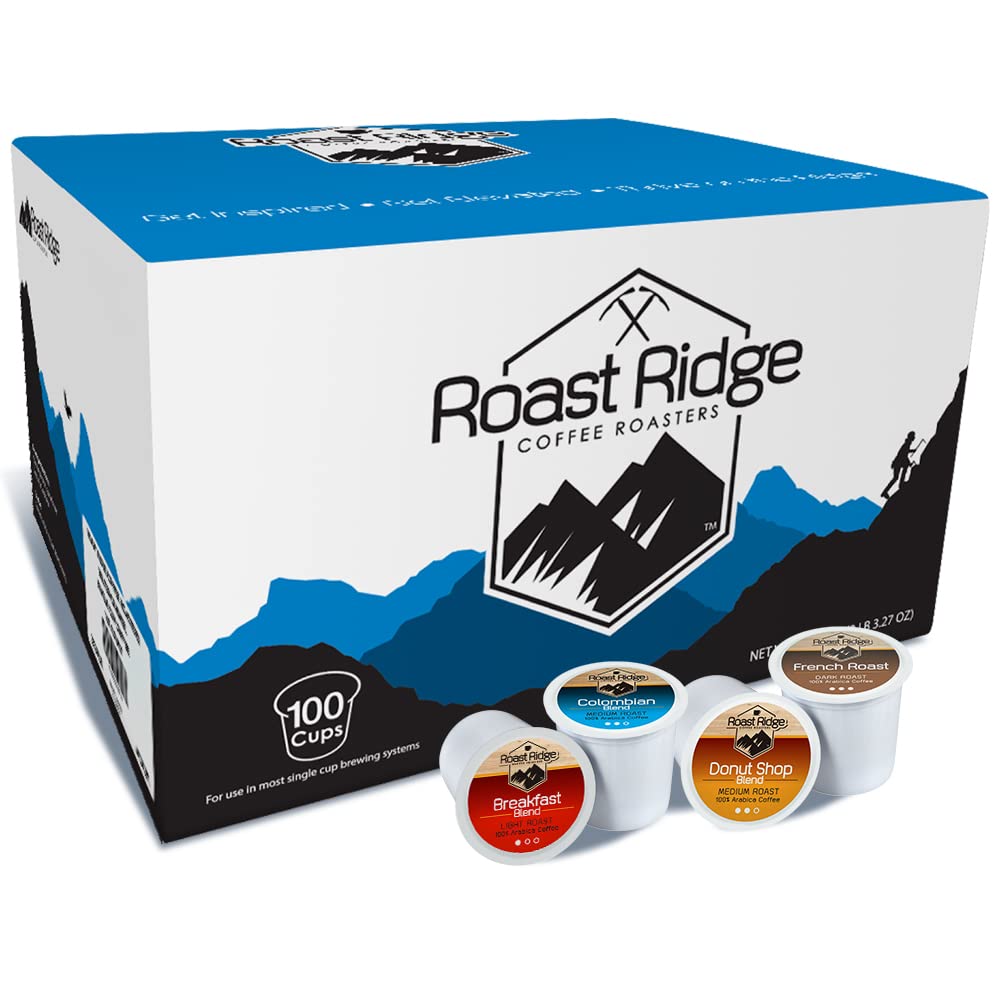 Roast Ridge Coffee Pods - Variety Pack for Keurig K-Cup Brewers | 100 Count of Light, Medium & Dark Roasts