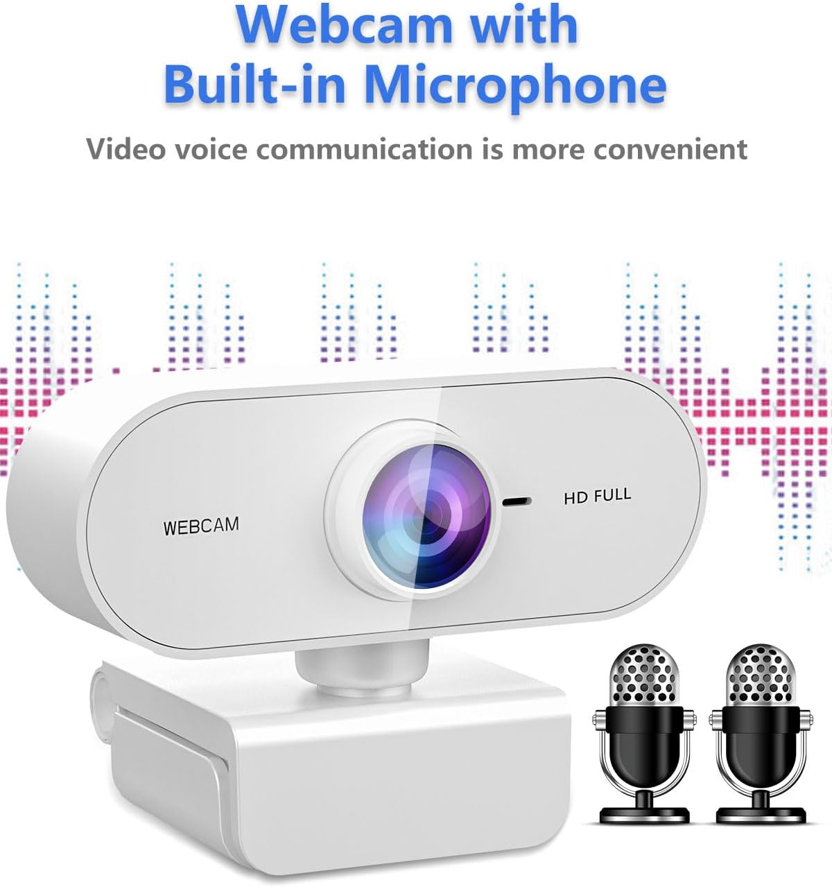 FWV 1080P Webcam HD,Web cam with Microphone, Noise Cancellation, Wide-Angle Lens, Auto Light Correction, Plug & Play