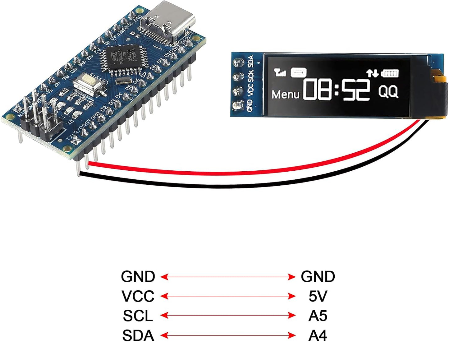 JUZITAO 6PCS 0.91 Inch I2C 3.3V~5V OLED Display Module IIC OLED Screen DC Compatible with Raspberry PI (White Display
