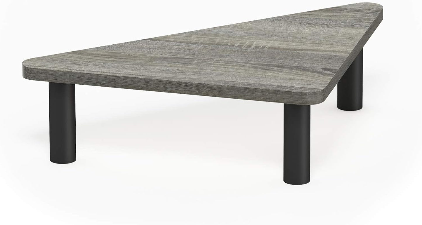 Furinno Corner Monitor Stand - French Oak Grey/Black