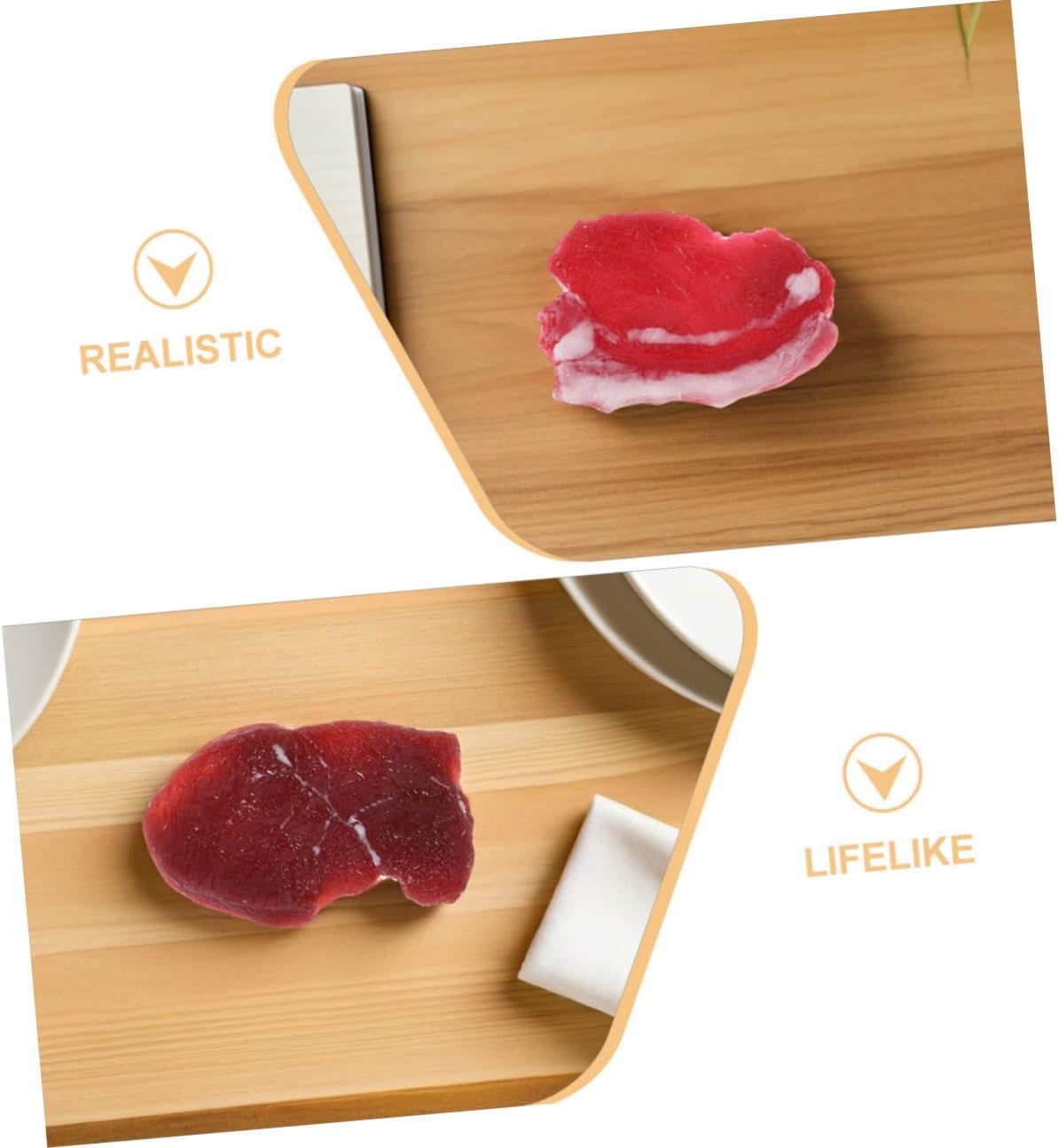 Set 2pcs Veemoon Realistic Fake Pork and Beef Meat Model for Kitchen Decor and Photography Props Lifelike Simulated