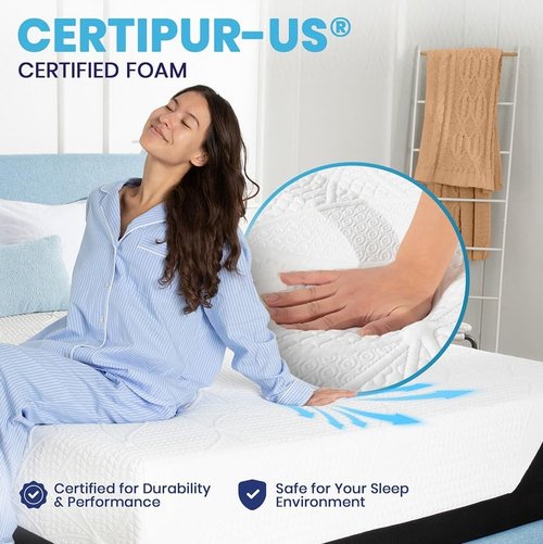 Classic Brands Cool Gel Chill Memory Foam Mattress - 14-Inch Queen with 2 Bonus Pillows | CertiPUR-US Certified