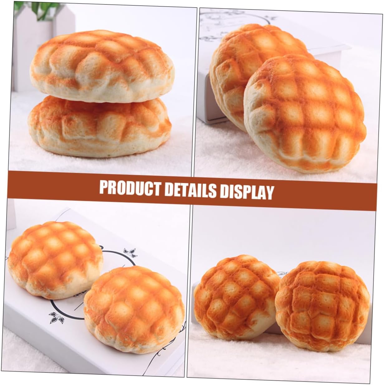 2pcs Set PU Fake Pineapple Bread Simulated Bread Props for Bakery Decor Chic Photo Prop for Kitchen and Shop
