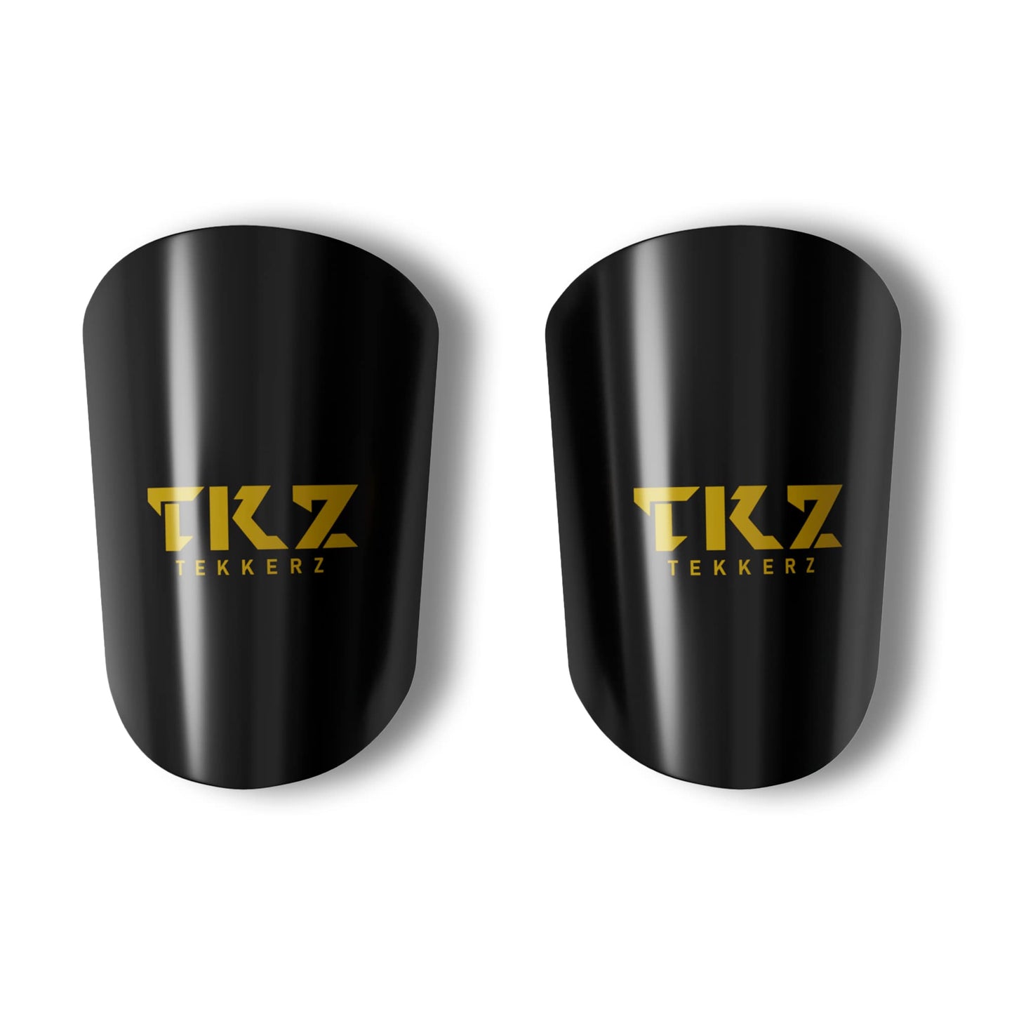 Tekkerz Soccer Miniature Shin Guard for Youth and Adults - Extra Small Protective Equipment shin Guards for Men, Women, Kids, Boys, and Girls, Black, Gold