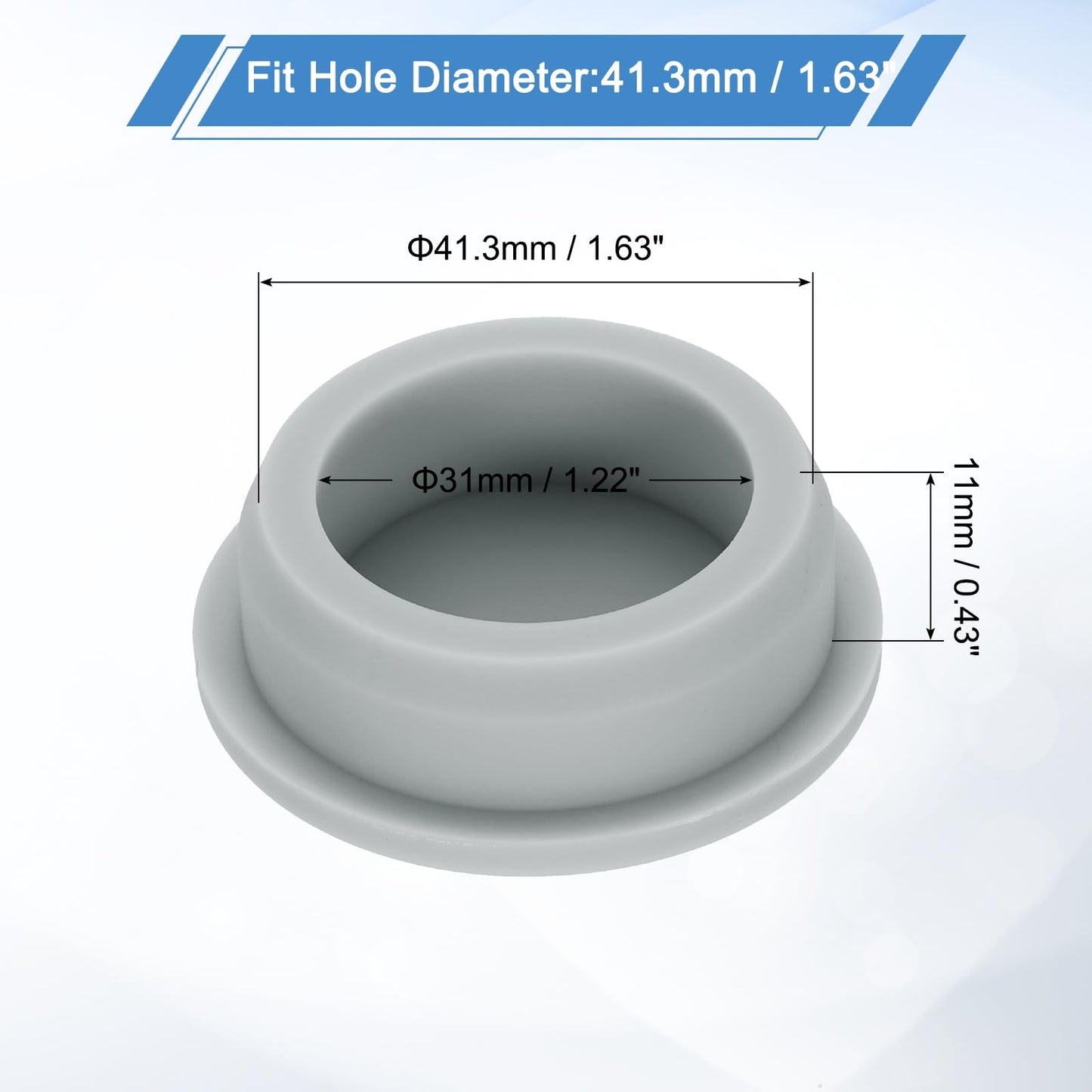uxcell Silicone Rubber Plug, High Temp Round Hole Plug Waterproof Rubber Stopper Pipe End Caps Fit 41.3mm/1.63" for Bathtub Bottle Sealing, Grey