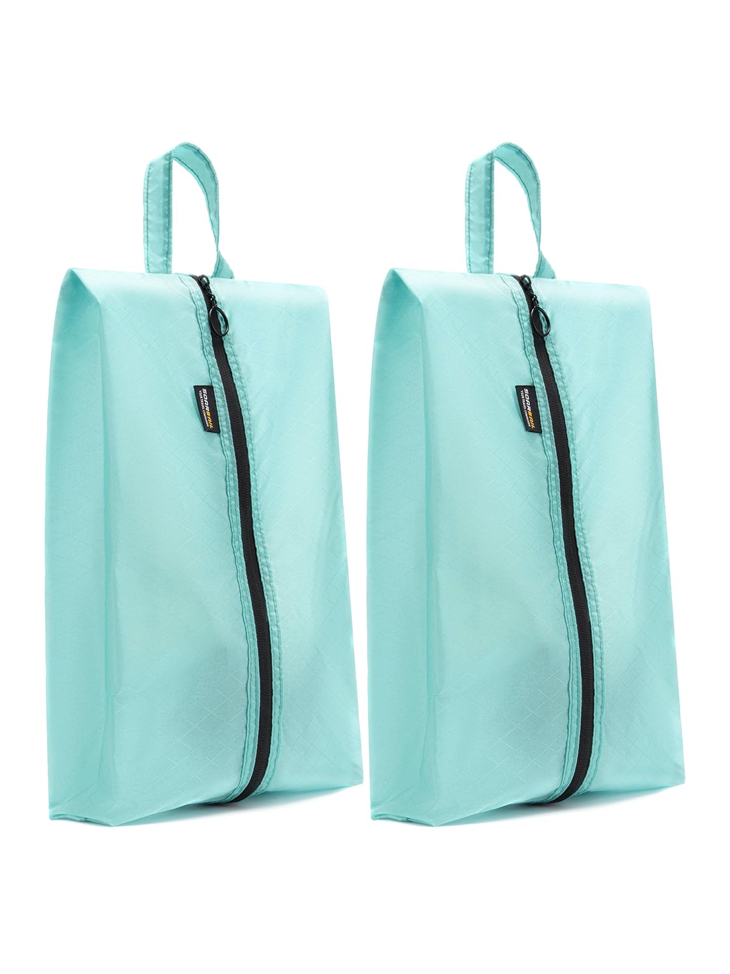 SOARSAIL 2 Pack Shoe Bags for Travel, Water-Resistant and Tear-Resistant Shoe Pouch for Sport, Shoe Organizer for Gym, Soccer, Golf, Tennis, Baseball (Cyan, 2 Pack)