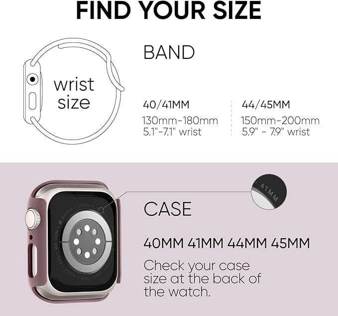 Compatible for Apple Watch Band 44mm 45mm and Case with Screen Protector, Soft Silicone Sport Strap Bands and Protective Cover with Tempered Glass for iWatch Series 9 8 7 SE 6 5 4