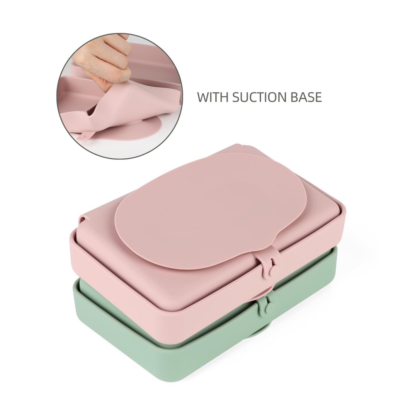 Nearbyme Silicone Baby Plate, Foldable & Compact Food Grade Silicone Plates, Foldable Toddler Travel Essential with Suction for Toddlers (Blush)