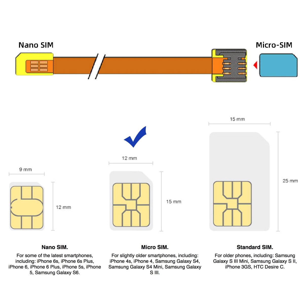 10cm chenyang Soft Flat FPC Cable Micro SIM Card to Nano SIM Kit Male to Female Extension Extender Cable