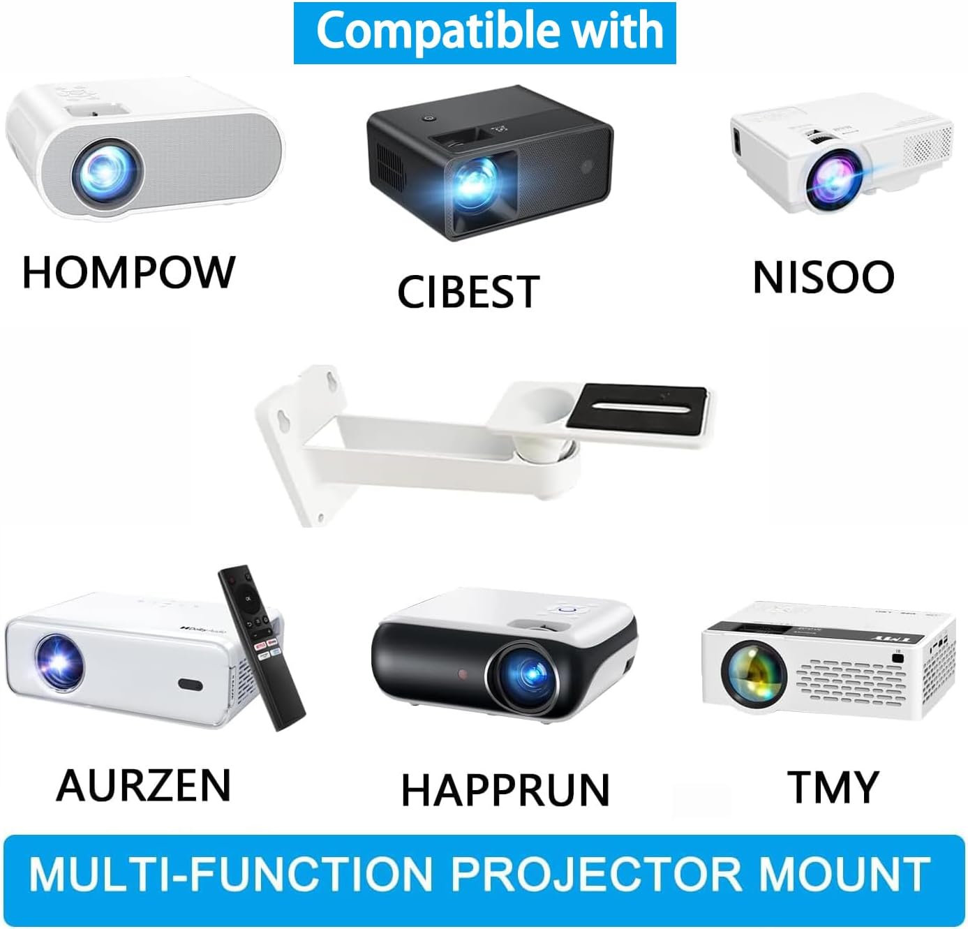 2-Be-Best 7.9 360 Mini Projector Wall Mount Upgraded Angle Adjustable Projector Mount Length in Rotation Projectors