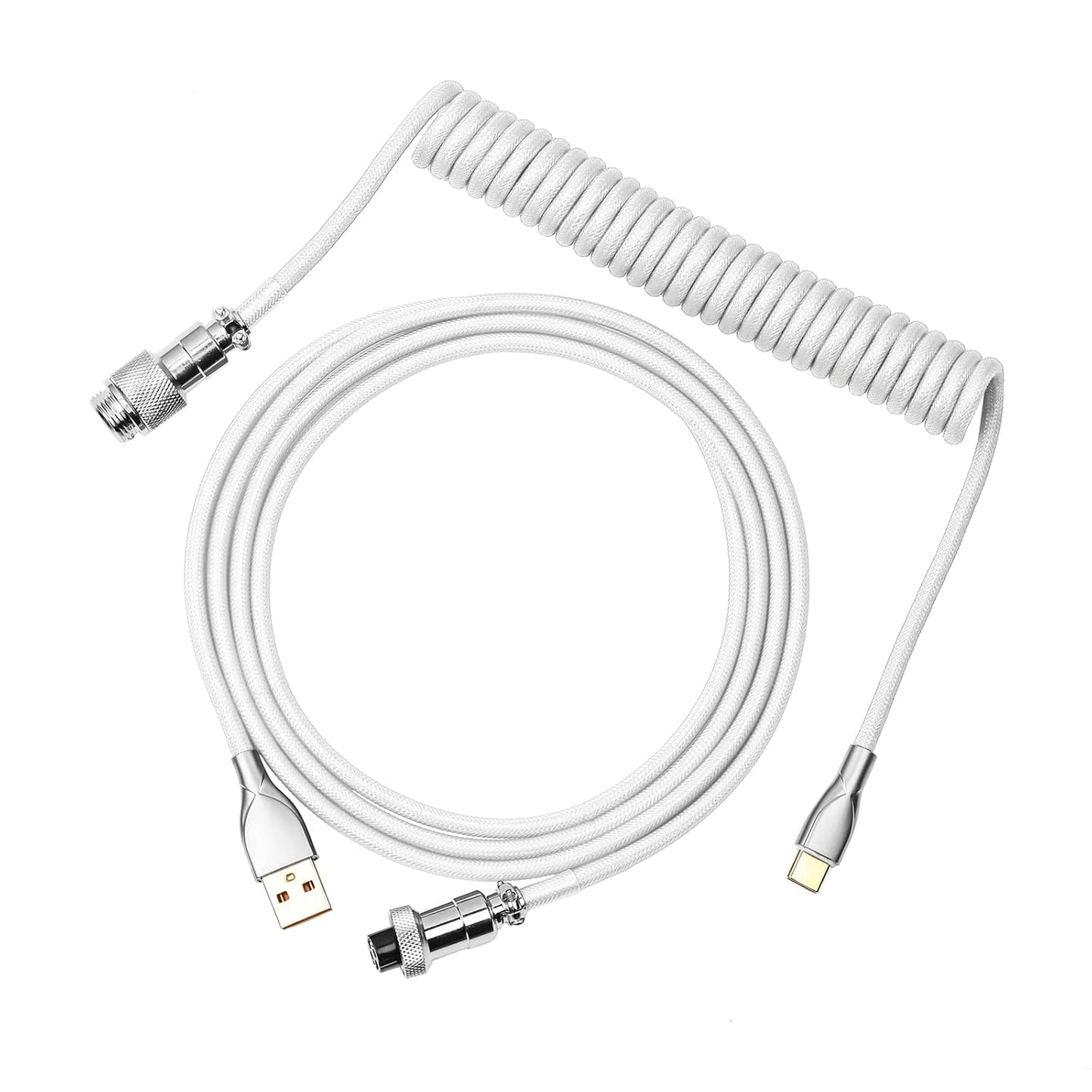 1.8m EPOMAKER Mix Coiled Keyboard Cable, USB C to USB A TPU Cable for Mechanical Gaming Keyboard, with Detachable Metal