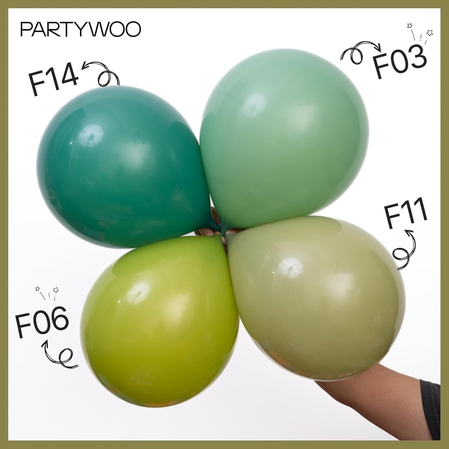 PartyWoo Sage Green Balloons - 50 Pcs 12-Inch Matte Latex Balloons for Weddings & Celebrations