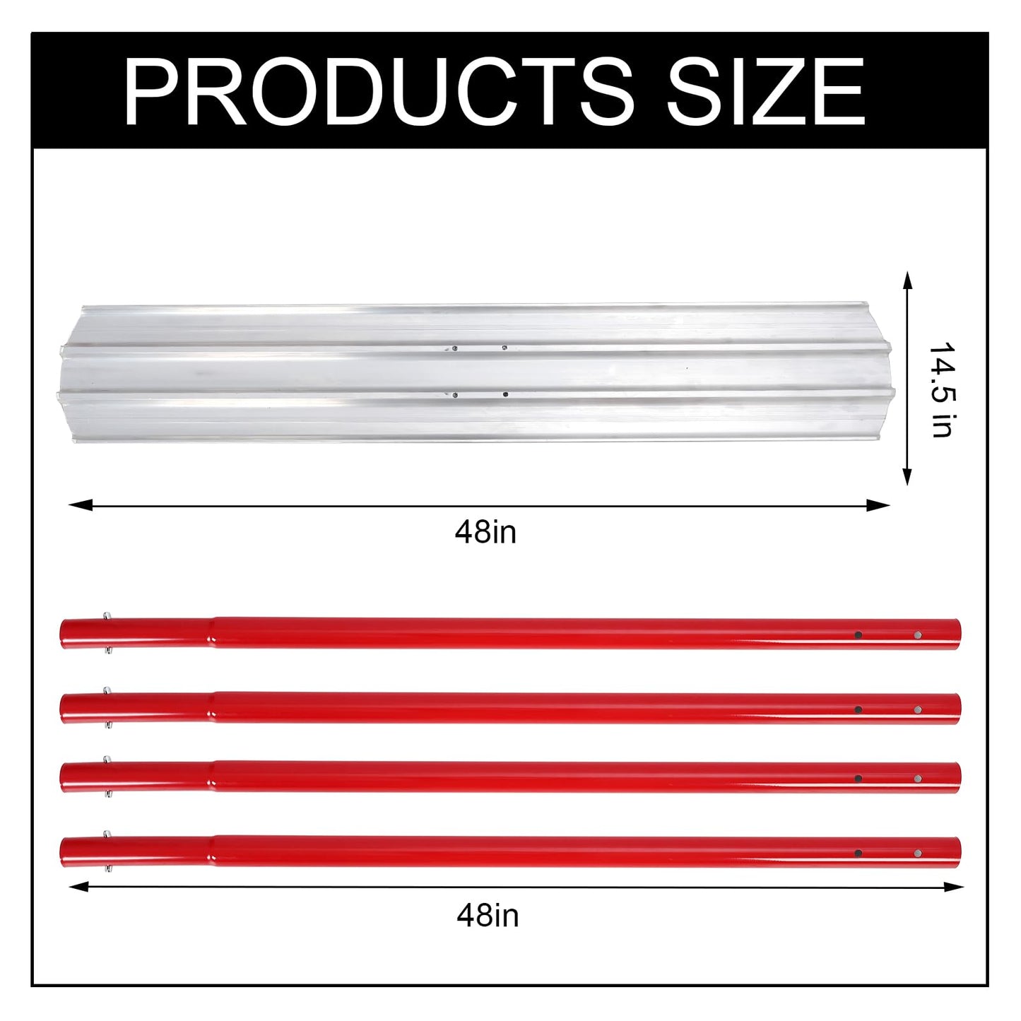 48" x 8" Magnesium Bull Float, Aluminum Alloy Concrete Finishing Tool with Adjustable Bracket & 4 Handles, Round End Concrete Float Kit for Professional & DIY Use