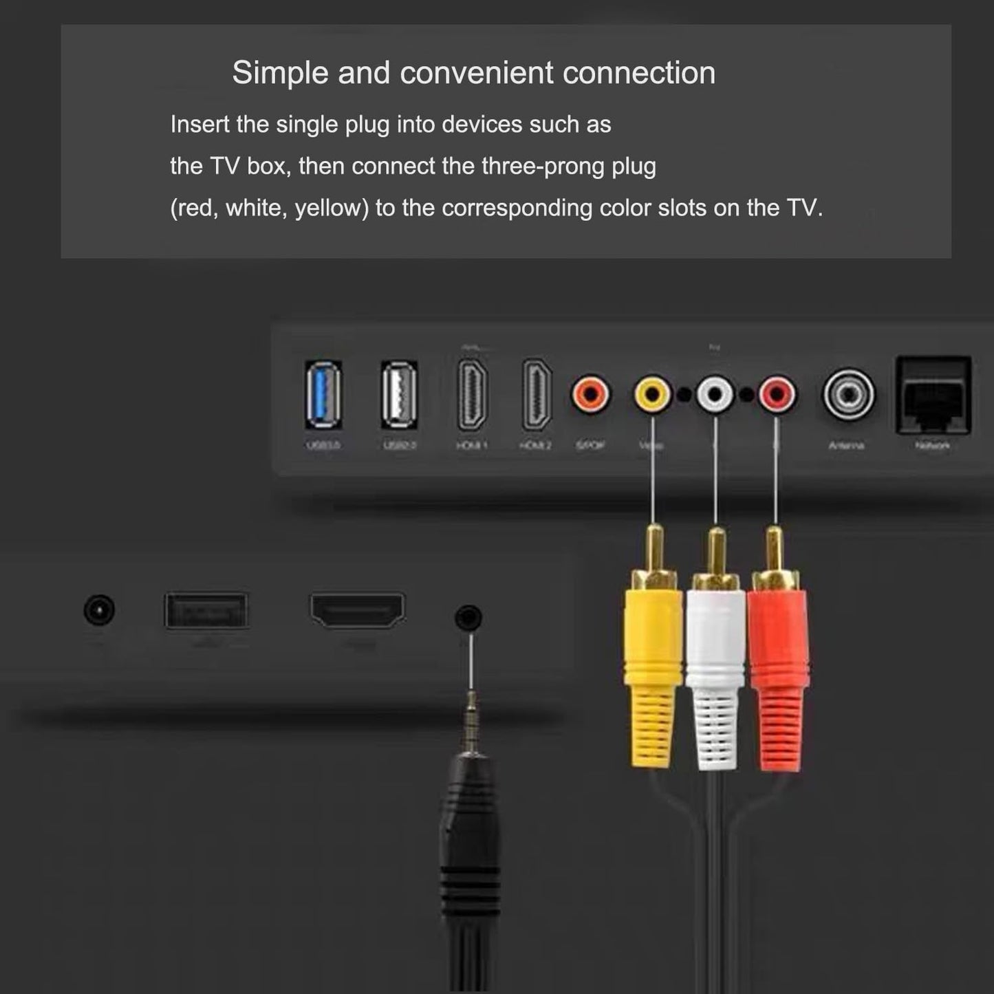 Generic 5 3 3 RCA Cable Feet, AV Cable RCA Male to RCA Male Composite AV Cable, Gold Plated Audio Video Cable for Home