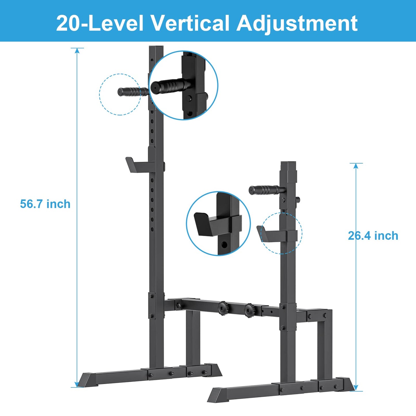 Uboway Barbell Rack Squat Stand Adjustable Bench Press Rack 700LBS Max Load Multi-Function Weight Lifting Home Gym Fitness