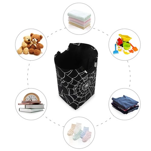 50L Laundry Basket Halloween Spider Foldable Laundry Hamper with Padded Handles Waterproof Durable Clothes Hamper Storage Basket for Clothes Organizer