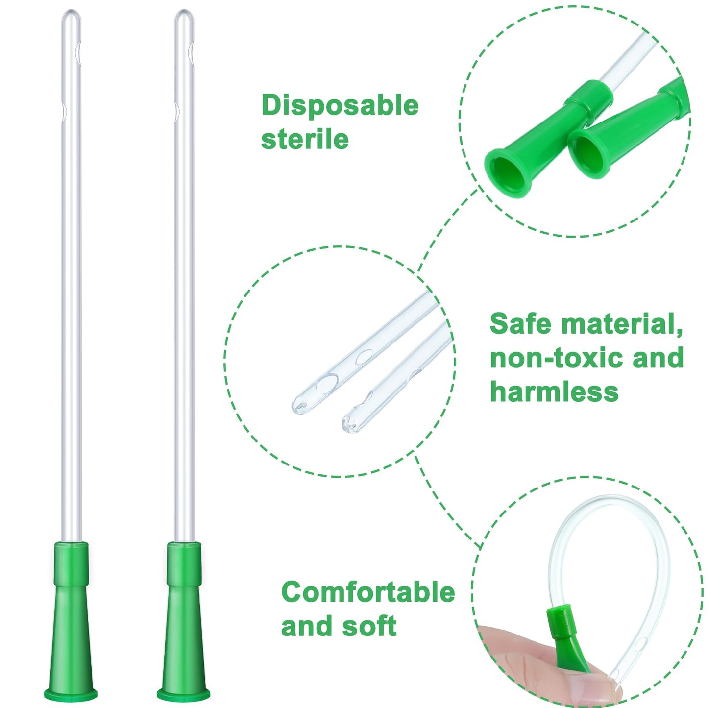 Nuanchu PVC Replacement Tubings Supplies Tubes Kit Clear Replacements Hose with Flexible Rounded End for Smooth Insert(14 FR,150 Pieces)