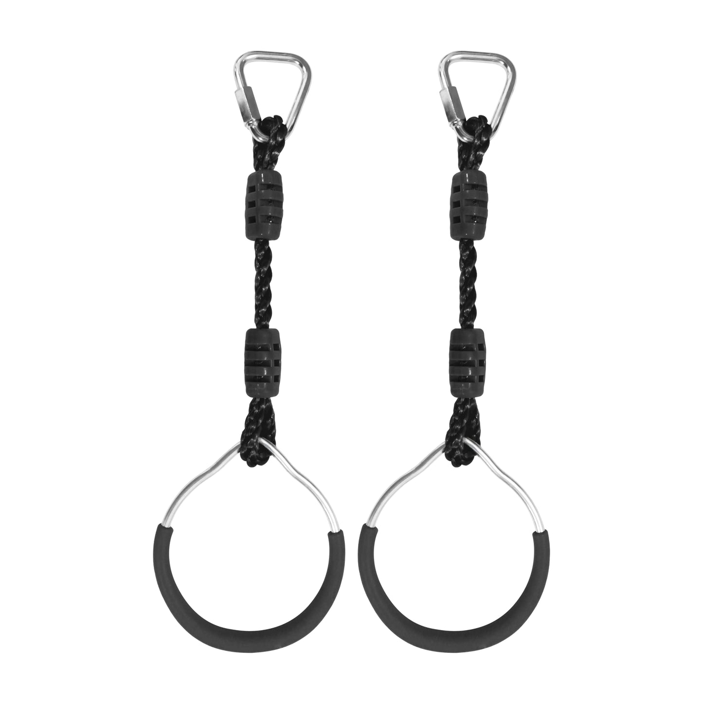 Hanging Ninja Gymnastic Ring Swing Monkey Bar Climbing Bar Jungle Fist For Outdoor Indoor Backyard Activities, 2 Pack Black Obstacle Course Rings Workout Playground Training Equipment Trapeze Play Set