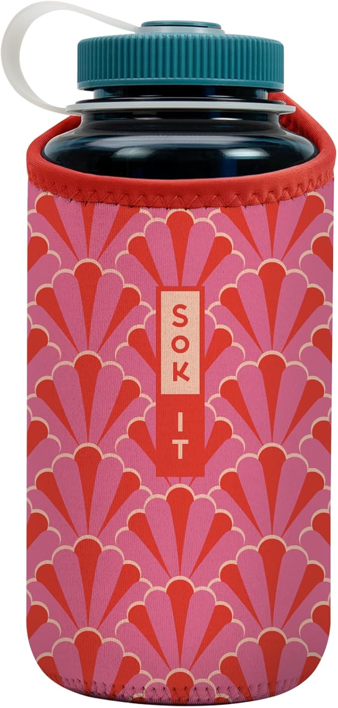 Sok It BotlSok Water Bottle Sleeve Insulated Neoprene Cover (Pink Gatsby, Fits 32oz Nalgene)