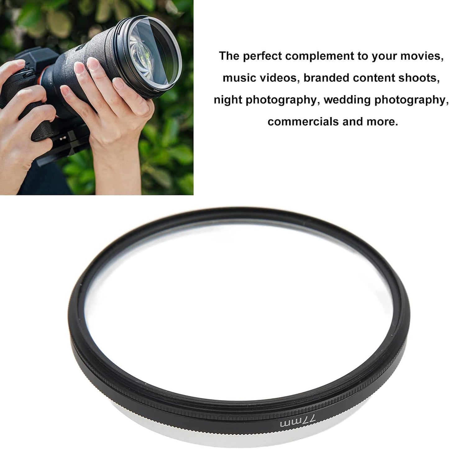 FAUOSWUK Filter,77mm 2.8-7.0) Photographic Effect Photography Prism with,Double Sided Camera Filter Effect for Selfie