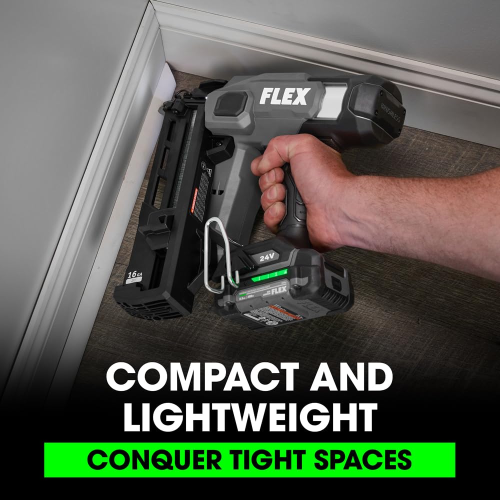 FLEX 24V Brushless Cordless 16 Gauge 1-1/4-inch to 2-1/2-inch Angled Finish Nailer Tool Only, Battery and Charger Not Included - FX4321A-Z