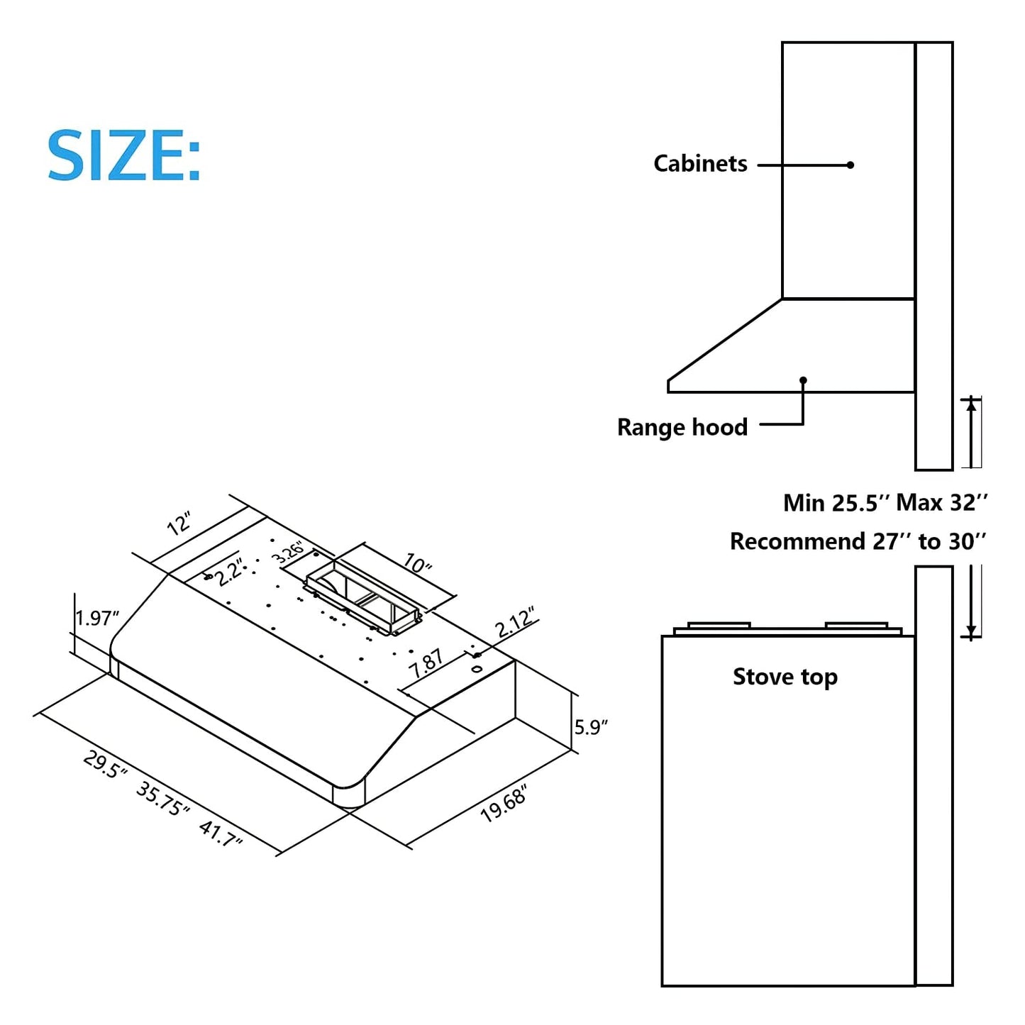 IKTCH 30 Inch Under Cabinet Range Hood with 900-CFM, 4 Speed Gesture Sensing&Touch Control Panel, Stainless Steel Kitchen Vent with 2 Pcs Baffle Filters(IKC01-30)