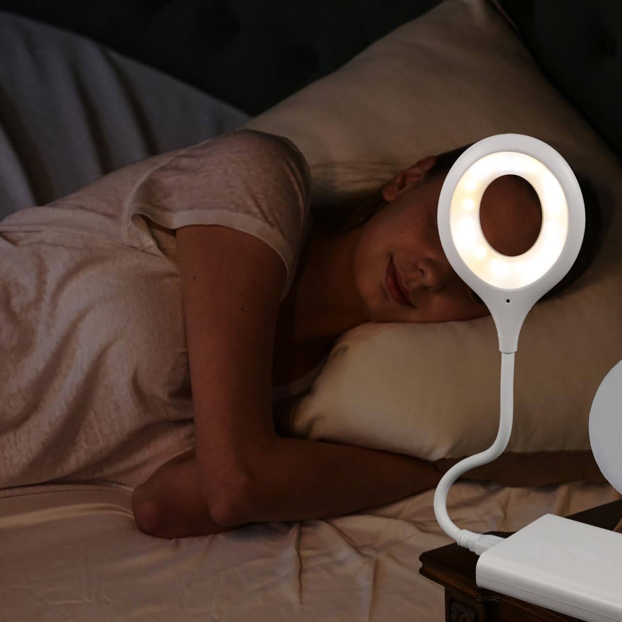 Dimmable Voice Activated USB Gooseneck Lamp Flexible Bedside Reading Light Night Light for Bedroom USB Powered