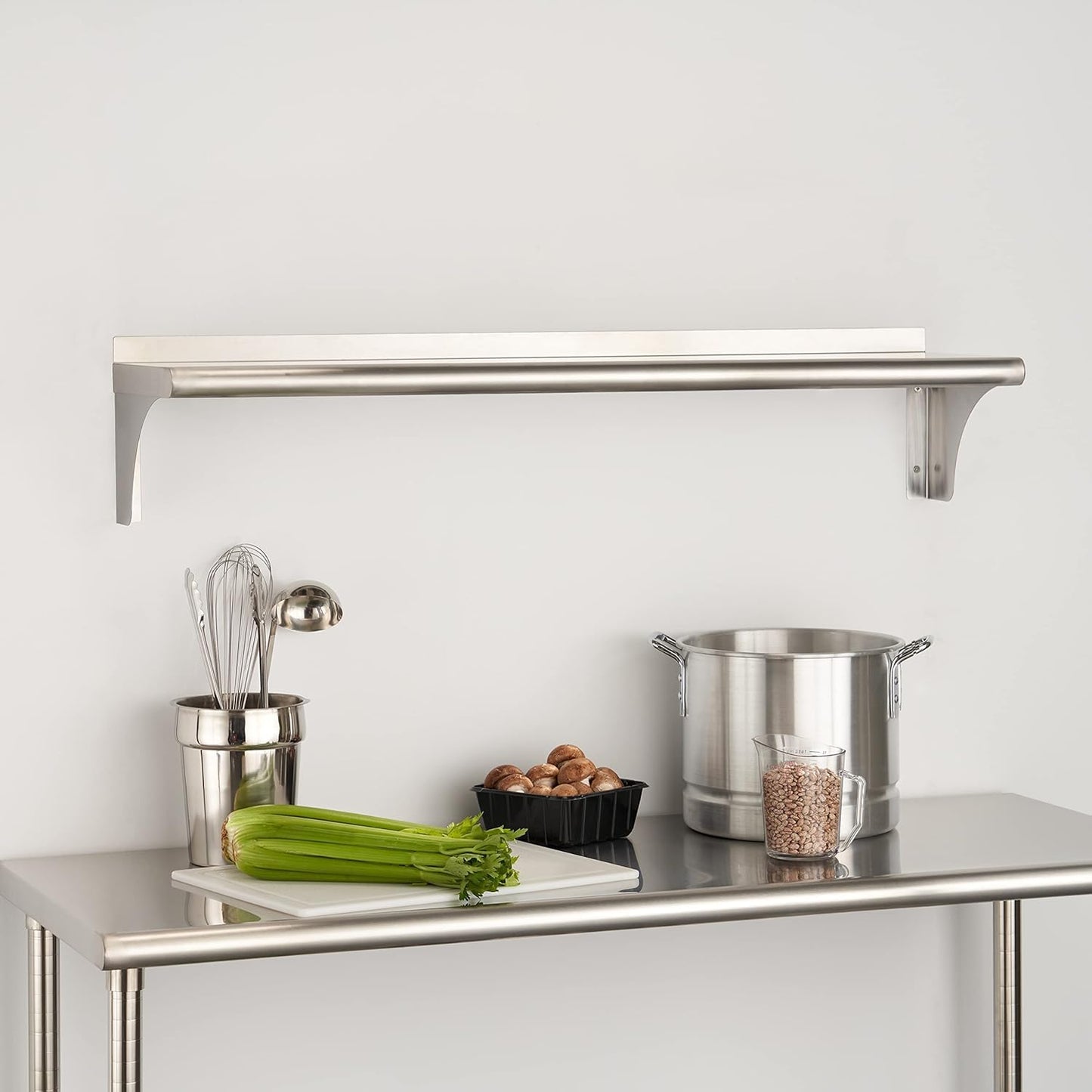 Trinity THA-3326 EcoStorage NSF Commercial-Grade Stainless Steel Wall Shelf for Kitchen, Garage, Pantry, Storage, 48” W x 12” D x 10” H