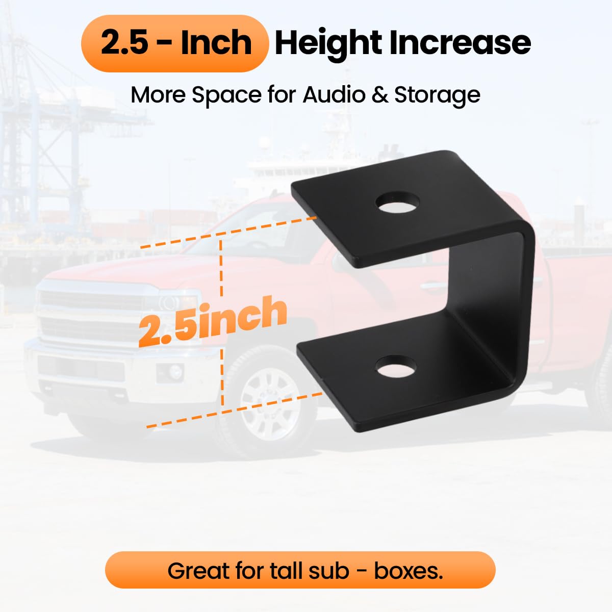 For 2014-2018 Chevy Silverado GMC Sierra Crew Cab Rear Seat Lift Kit, 2.5 Inch Height Increase, Black Steel Brackets for Added Storage & Audio System Space