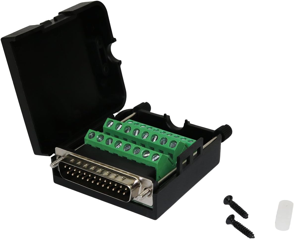 DB25 Db25 TwinkleBay Connector to Wiring Terminal Breakout Board Solder-Free (Male Adapter with Case)